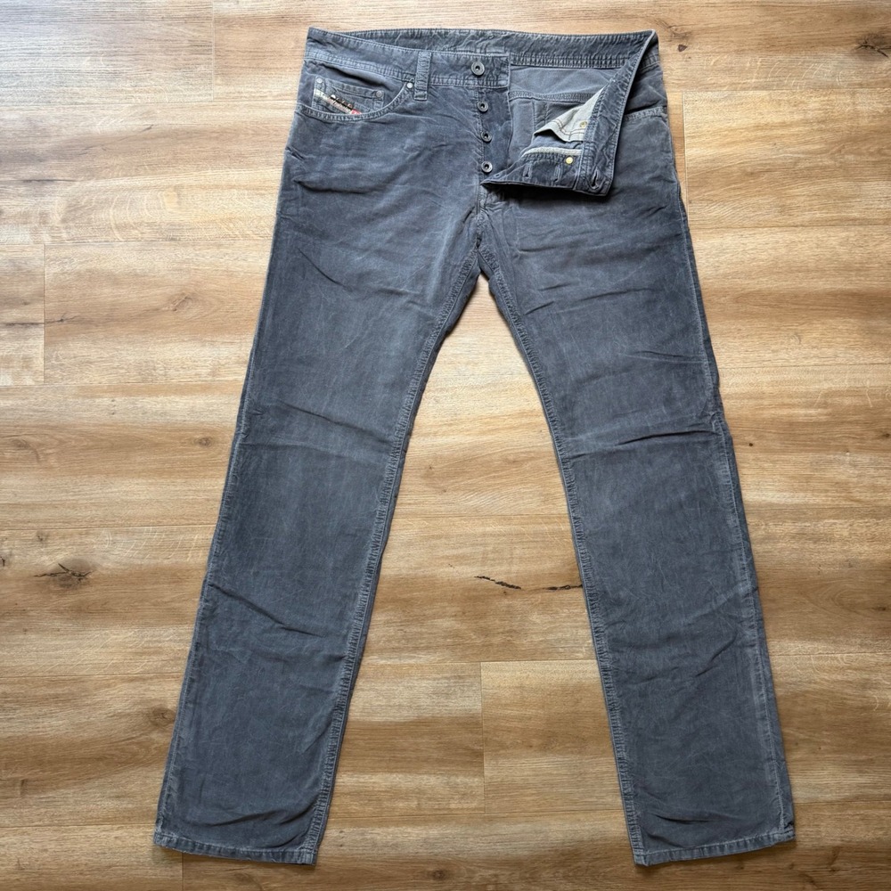 Diesel Safado Corduroy Pants Mens 32x32 Grey Slim Straight Button‎ Fly 0072T